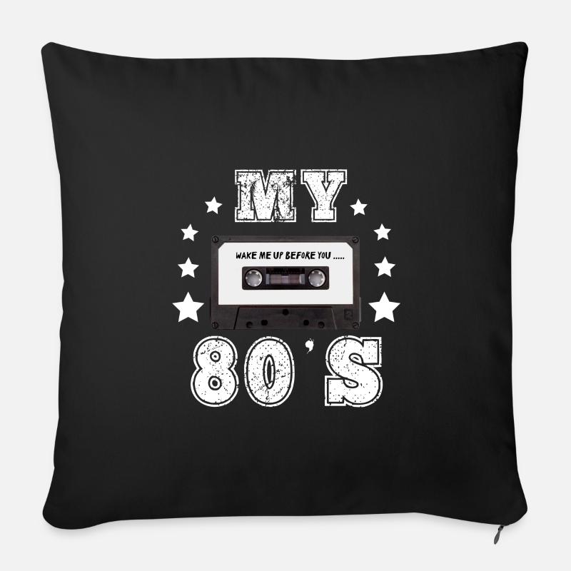 Retro Vintage 80er Geschenkidee - Sofakissenbezug 45 x 45 cm - Schwarz