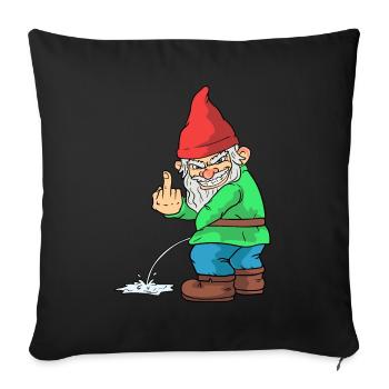 Cadeau de jardin d'attribution de doigt du milieu de nain de jardin - Housse de coussin décorative 45 x 45 cm - noir - Devant