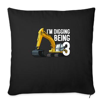 3rd birthday construction trucks design for childre - Sofa pillowcase 17,3'' x 17,3'' (45 x 45 cm) - black - Front