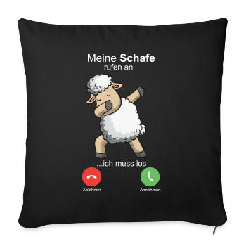 Sheep call to farmer Shepherd Sheep Farmer - Sofa pillowcase 17,3'' x 17,3'' (45 x 45 cm) - black - Front