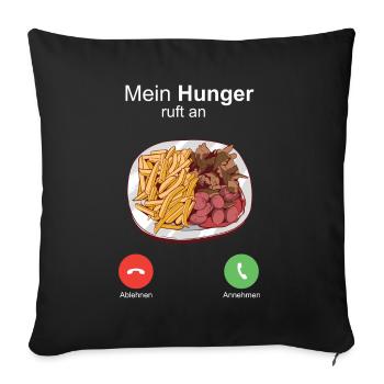 Taxiteller Soulfood Ruhrpott Currywurst Pommis - Sofakissenbezug 45 x 45 cm - Schwarz - Vorne