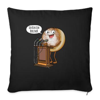 Krapfen Berliner Pfannkuchen Kreppel Kräppel - Sofakissenbezug 45 x 45 cm - Schwarz - Vorne