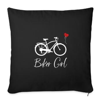 Biker girl design for a female cyclist - Sofa pillowcase 17,3'' x 17,3'' (45 x 45 cm) - black - Front