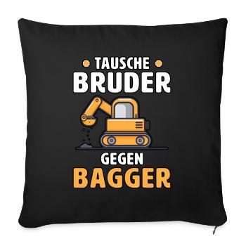 Échange frère contre pelleteuse - Housse de coussin décorative 45 x 45 cm - noir - Devant