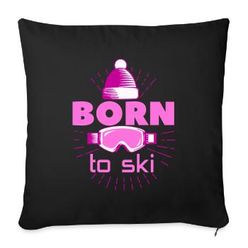 Born To Ski Bonnet d’hiver et lunettes de ski - Housse de coussin décorative 45 x 45 cm - noir - Devant