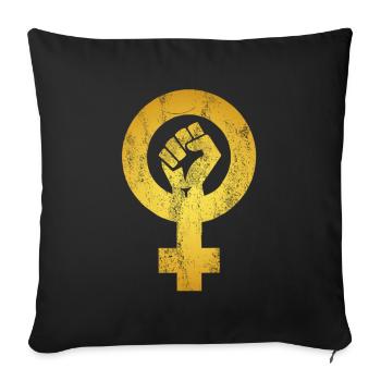 Féminisme Faust Féministe Femmes Droits grève - Housse de coussin décorative 45 x 45 cm - noir - Devant
