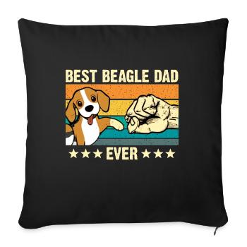 Meilleur Papa Beagle Chien Beagle Retro Canine Papa - Housse de coussin décorative 45 x 45 cm - noir - Devant