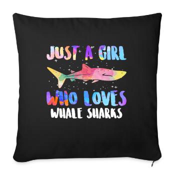 Requin baleine juste une fille qui aime les requins baleines - Housse de coussin décorative 45 x 45 cm - noir - Devant