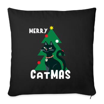 Chats Noël Xmas Miau Idée cadeau - Housse de coussin décorative 45 x 45 cm - noir - Devant
