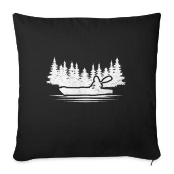 Kayak drôle de bateau kayakistes - Housse de coussin décorative 45 x 45 cm - noir - Devant