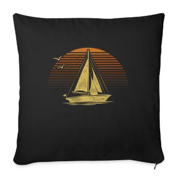 Voile Voilier Vintage Rétro Cadeau Voile - Housse de coussin décorative 45 x 45 cm - noir - Devant