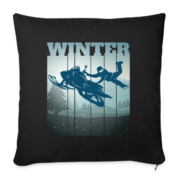 Motoneige drôle disant motoneige - Housse de coussin décorative 45 x 45 cm - noir - Devant