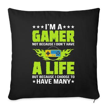 Gamer Gamer Funny DNA - Housse de coussin décorative 45 x 45 cm - noir - Devant