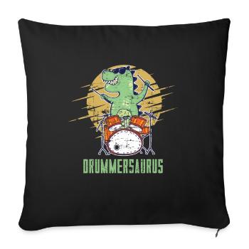 Drummer Dino Drummer Dinosaur Drums - Sofa pillowcase 17,3'' x 17,3'' (45 x 45 cm) - black - Front