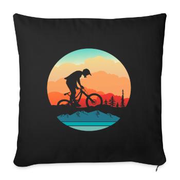 Vélo VTT sport idée de cadeau - Housse de coussin décorative 45 x 45 cm - noir - Devant