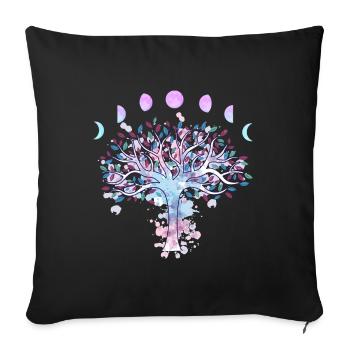 Moon Phases Retro 60's 70's Vibe Tree of Life - Sofa pillowcase 17,3'' x 17,3'' (45 x 45 cm) - black - Front