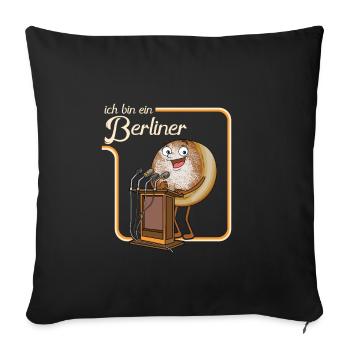 Ich bin ein Berliner und kein Krapfen - Sofakissenbezug 45 x 45 cm - Schwarz - Vorne
