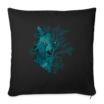 Howling Wolf Moonlight Wolf - Sofa pillowcase 17,3'' x 17,3'' (45 x 45 cm) - black - Front