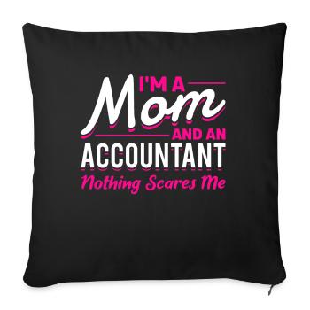 Femmes maman comptable comptabilité plus drôle - Housse de coussin décorative 45 x 45 cm - noir - Devant