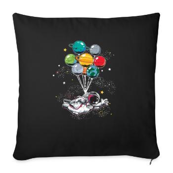 Planètes Ballons astronautes cadeau espace - Housse de coussin décorative 45 x 45 cm - noir - Devant