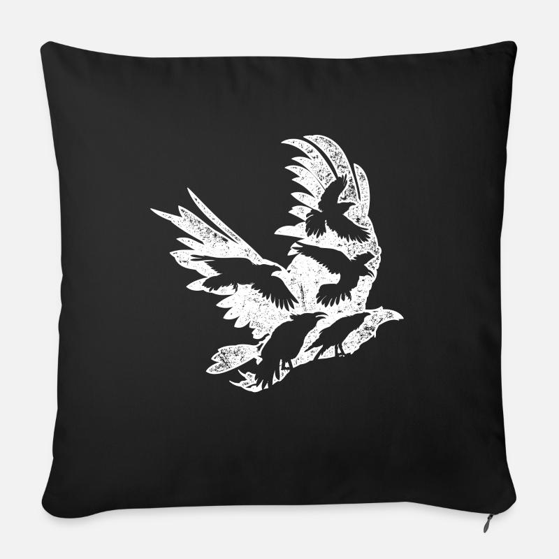 Halloween cadeau oiseau corbeau corbeau - Housse de coussin décorative 45 x 45 cm - noir