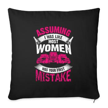 Vêtements de fille de conducteur de camion de femme - Housse de coussin décorative 45 x 45 cm - noir - Devant