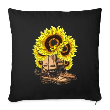 Western cowboy boots gift sunflower - Sofa pillowcase 17,3'' x 17,3'' (45 x 45 cm) - black - Front