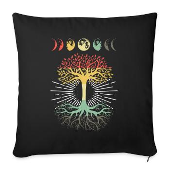 Phases of the Moon Retro 60's 70's Vibe Tree of - Sofa pillowcase 17,3'' x 17,3'' (45 x 45 cm) - black - Front