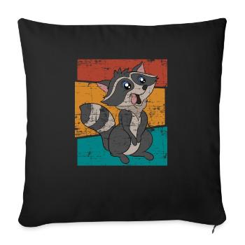 Ratons laveurs cadeau raton laveur - Housse de coussin décorative 45 x 45 cm - noir - Devant