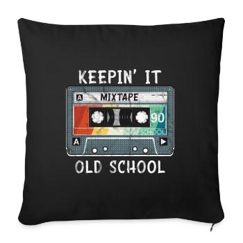 Old School Mixtape Music 90s Hip Hop - Sofa pillowcase 17,3'' x 17,3'' (45 x 45 cm) - black - Front