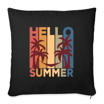 Hello Summer Vintage Palm Trees Hammock Sun Beach - Sofa pillowcase 17,3'' x 17,3'' (45 x 45 cm) - black - Front