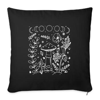 Goblincore esthétique Dark Academia Champignon Cadeau - Housse de coussin décorative 45 x 45 cm - noir - Devant
