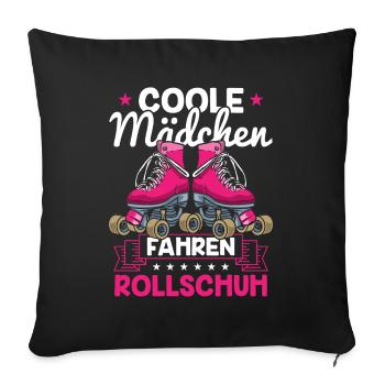 Rollschuhfahren Coole Mädchen fahren Rollschuh - Sofakissenbezug 45 x 45 cm - Schwarz - Vorne