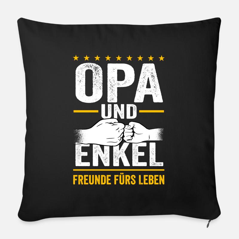 Opa und Enkel Freunde fürs Leben - Sofakissenbezug 45 x 45 cm - Schwarz