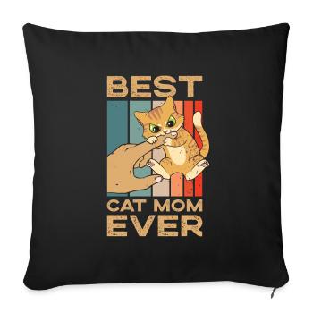 Vintage Best Cat Mom Ever chaton maman Chats - Housse de coussin décorative 45 x 45 cm - noir - Devant