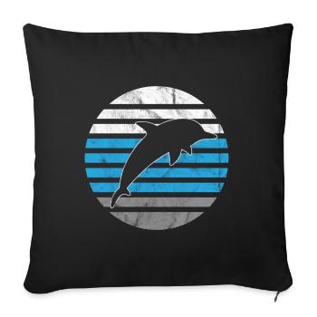 Retro Dolphin Ocean - Sofa pillowcase 17,3'' x 17,3'' (45 x 45 cm) - black - Front