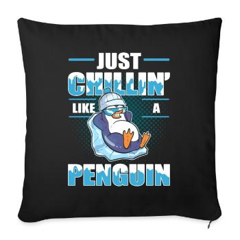 Juste chillin comme un pingouin de l’Antarctique de refroidissement - Housse de coussin décorative 45 x 45 cm - noir - Devant