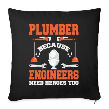 Plumber Funny Plumbing - Sofa pillowcase 17,3'' x 17,3'' (45 x 45 cm) - black - Front