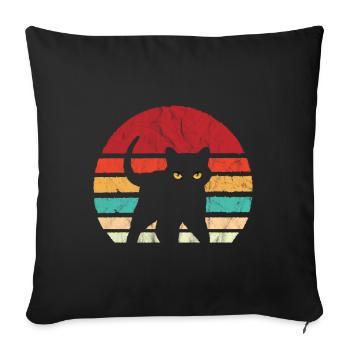Retro Cat Kitten - Sofa pillowcase 17,3'' x 17,3'' (45 x 45 cm) - black - Front