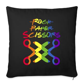 Rock Paper Scissors Lesbian Pride Rainbow LGBT - Sofa pillowcase 17,3'' x 17,3'' (45 x 45 cm) - black - Front