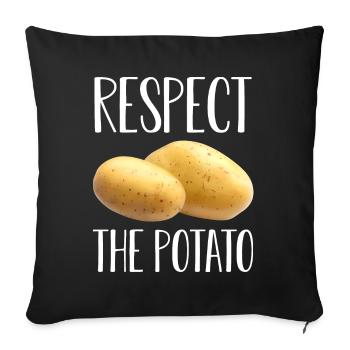 Pommes de terre- Légumes-racines-Pun Frites - Housse de coussin décorative 45 x 45 cm - noir - Devant