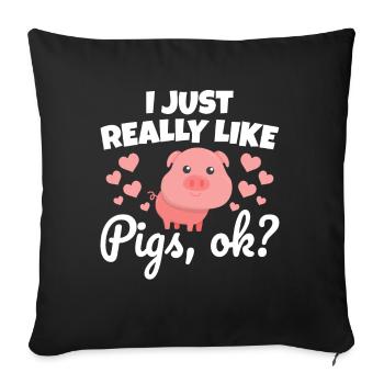 Funny Pigs Cute - Sofa pillowcase 17,3'' x 17,3'' (45 x 45 cm) - black - Front
