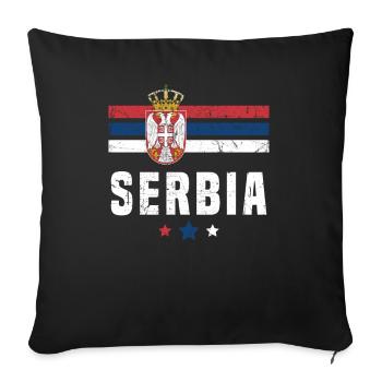 Serbie Drapeau serbe - Housse de coussin décorative 45 x 45 cm - noir - Devant
