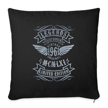 Né en 1961 Anniversaire Millésime 1961 - Housse de coussin décorative 45 x 45 cm - noir - Devant