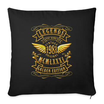 Né en 1981 Né en 1981 - Housse de coussin décorative 45 x 45 cm - noir - Devant