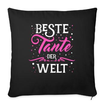 Beste Tante de Welt - Tante - Tanten - coole Tante - Sofakissenbezug 45 x 45 cm - Schwarz - Vorne