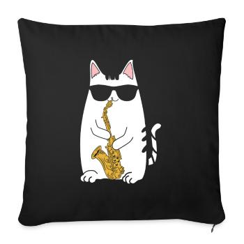 Cat Saxophone - Sofa pillowcase 17,3'' x 17,3'' (45 x 45 cm) - black - Front