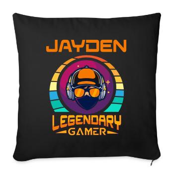 JAYDEN Legendary Gamer Personalized Name Gift - Sofa pillowcase 17,3'' x 17,3'' (45 x 45 cm) - black - Front
