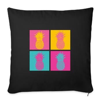 Pop Art Pineapple Hawaii - Sofa pillowcase 17,3'' x 17,3'' (45 x 45 cm) - black - Front