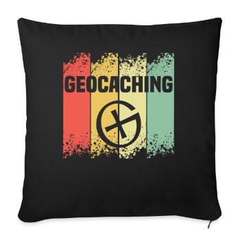 Rétro Geocaching Drôle de Géocache - Housse de coussin décorative 45 x 45 cm - noir - Devant